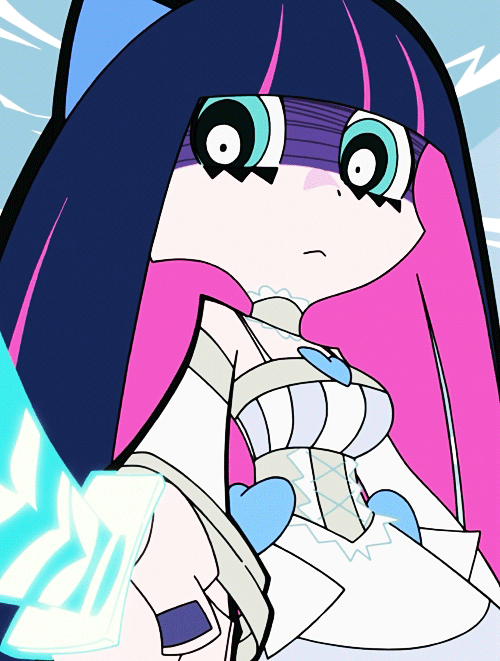 a GIF of Stocking from the last episode, right before the cliffhanger. Her eyes are rather spooky, there's a deep shadow cast over her face, and she speaks with disdain and murderous intent.